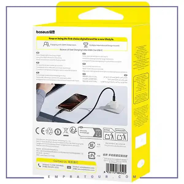 کابل دو سر تایپ سی فست شارژ 100 وات یک متری بیسوس CB000148 — تصویر ۳