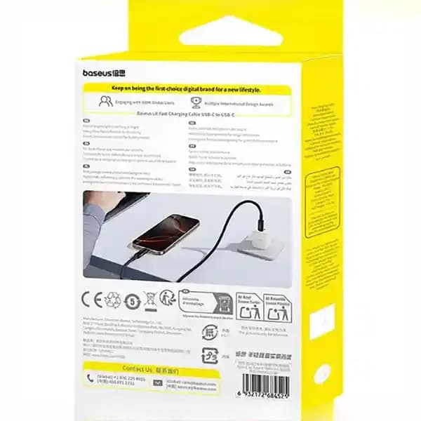 کابل دو سر تایپ سی فست شارژ 100 وات یک متری بیسوس CB000148 — تصویر ۸