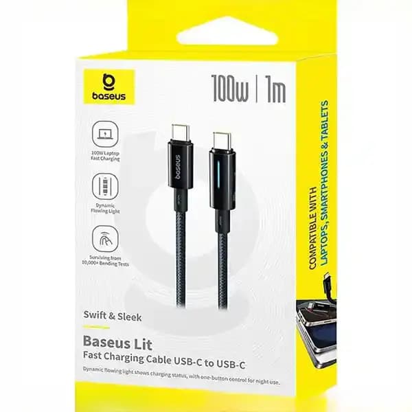 کابل دو سر تایپ سی فست شارژ 100 وات یک متری بیسوس CB000148 — تصویر ۷