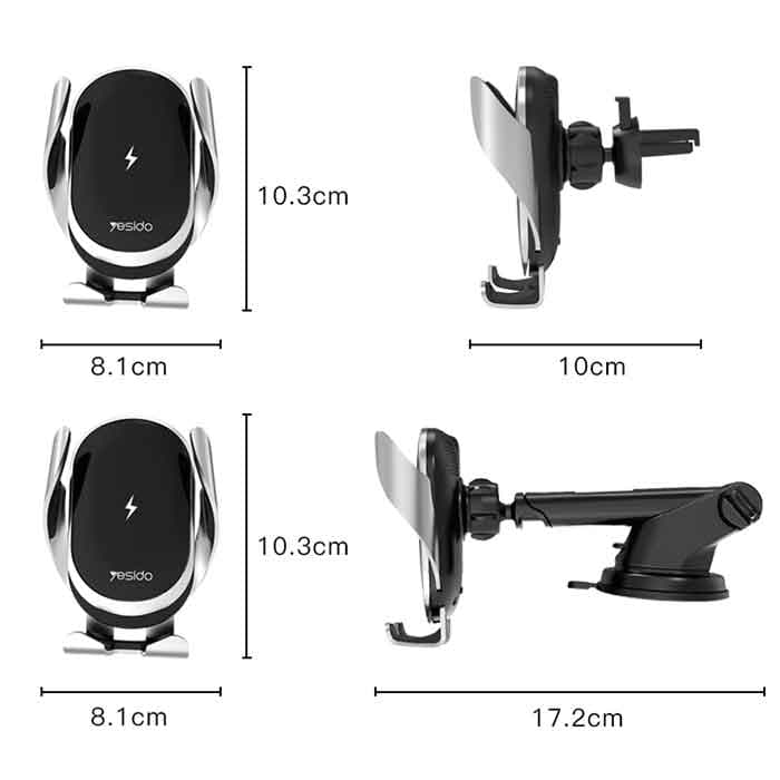پایه نگه دارنده و شارژر وایرلس موبایل داخل خودرو یسیدو Yesido C78 Wireless Charger Phone Holder — تصویر ۶