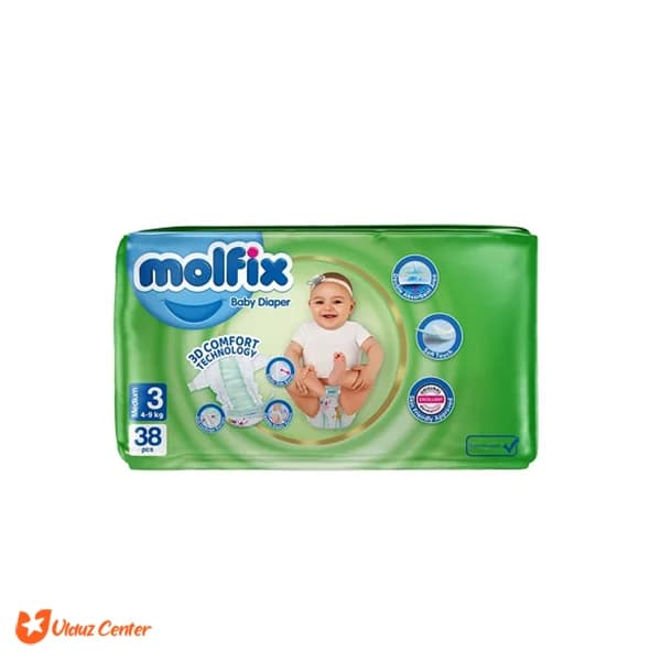 پوشک کودک مولفیکس ایرانی سایز 3 بسته 38 عددی