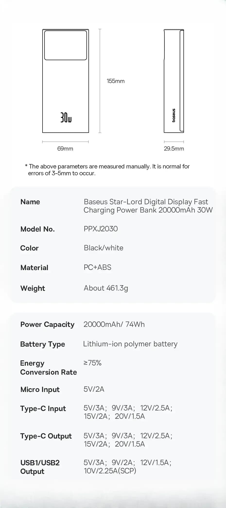 پاوربانک 30 وات 20000 بیسوس PPXJ2030 — تصویر ۱۱