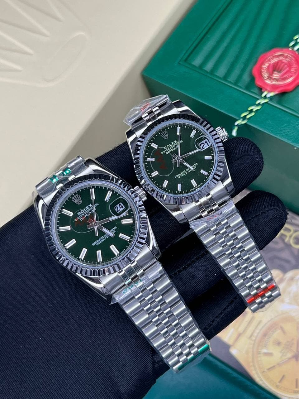 رولکس دیجاست نقره ای صفحه سبز اندیکس خط Rolex Datejust