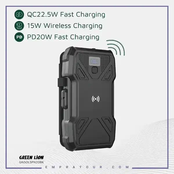 پاوربانک خورشیدی 5 پنل 20000 گرین لاین GNSOL5PN20BK — تصویر ۴
