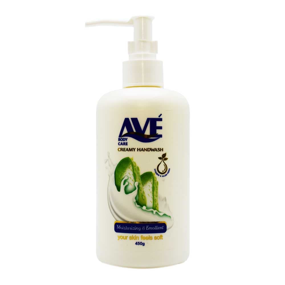 مایع دستشویی کرمی اوه AVE با رایحه شیر و آلوئه ورا حجم 450 میلی لیتر