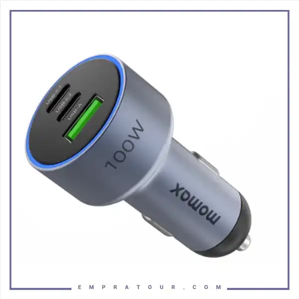 شارژر فندکی سه پورت 100 وات مومکس UC17E — تصویر ۲
