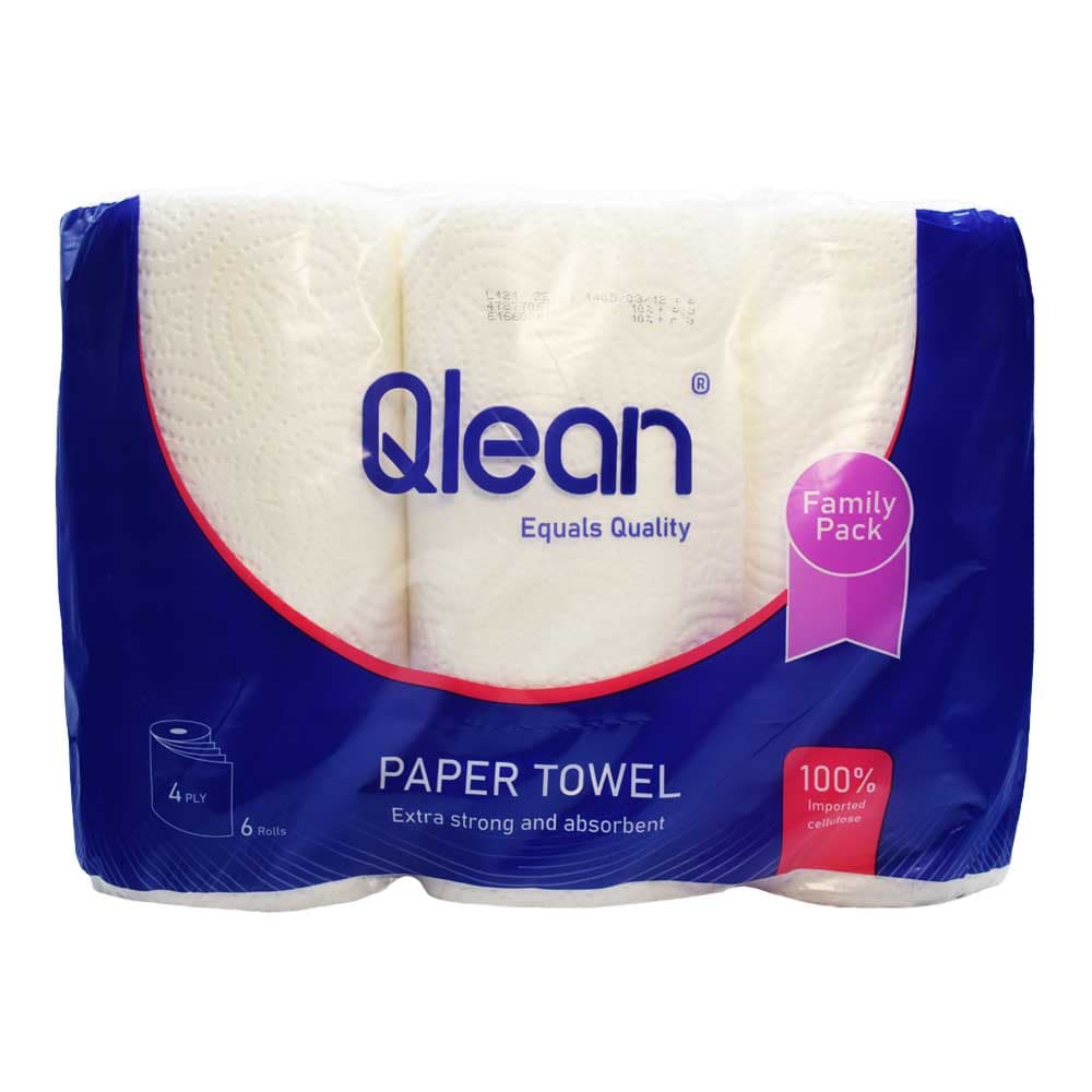 دستمال حوله ای 4 لایه کیولین QLEAN بسته 6 عددی