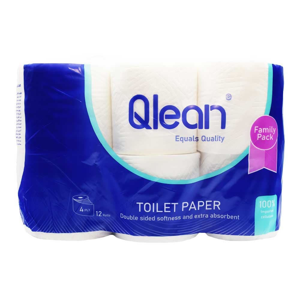 دستمال توالت 4 لایه کیولین QLEAN بسته 12 عددی
