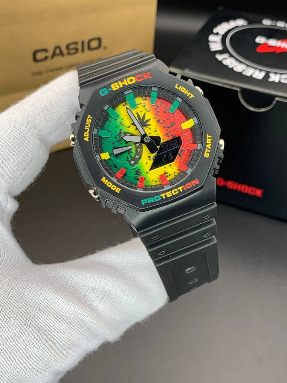 ساعت مچی کاسیو جیشاک مدل GA-2100 صفحه رنگی بند مشکی