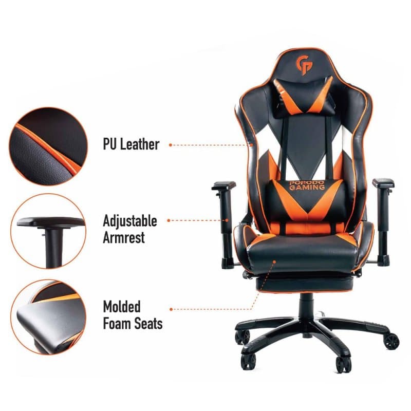 صندلی گیمینگ پرودو مدل Porodo Gaming Chair With Footrest PDX 514 — تصویر ۴