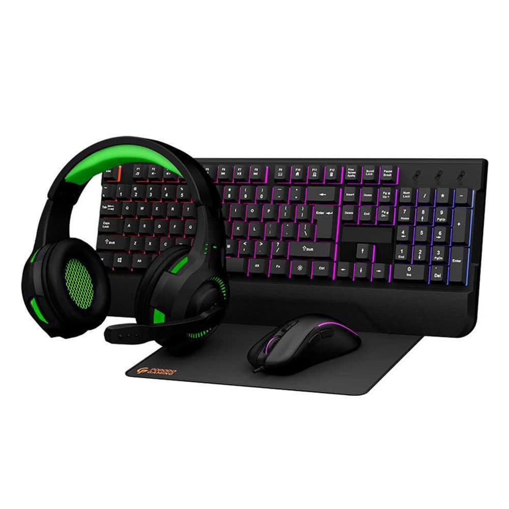 ست گیمینگ کیبورد موس هدفون و پدموس پرودو Porodo 4In1 Gaming Starter Kit PDX213