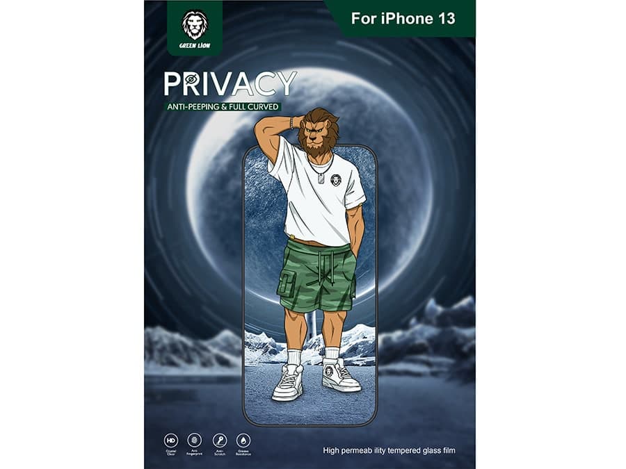 محافظ صفحه نمایش شیشه ای حریم شخصی آیفون 13 و 13 پرو گرین Green iPhone 13/13 Pro 3D Privacy Silicone Edge Glass GNI13P3HDSIPV — تصویر ۲