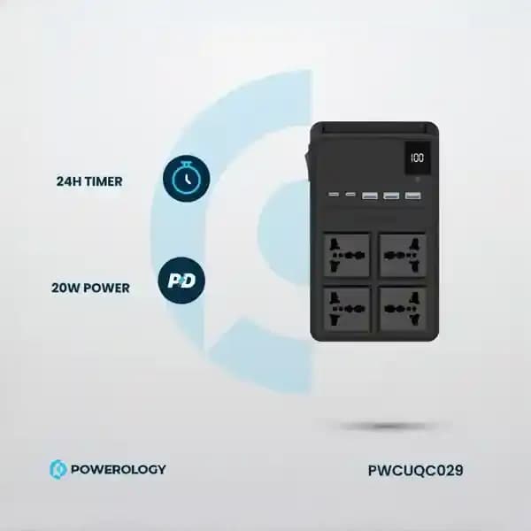 چندراهی برق 2500 وات به همراه کابل جمع شونده پاورولوژی PWCUQC029 — تصویر ۱۲