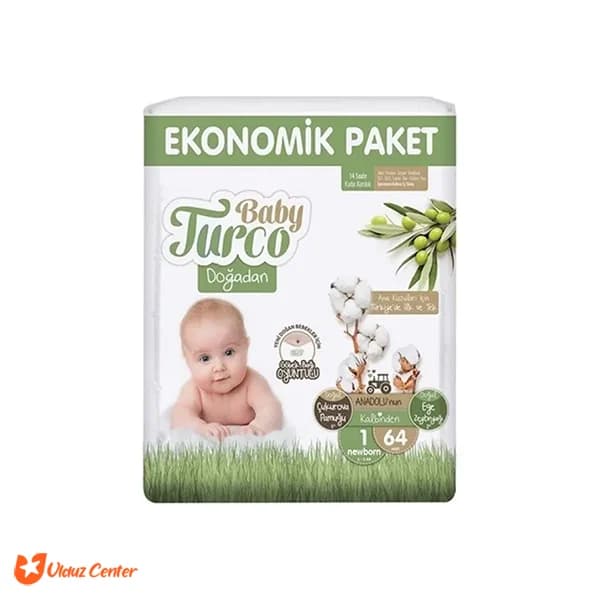 پوشک کودک بیبی تورکو سایز 1 تعداد 64 عدد