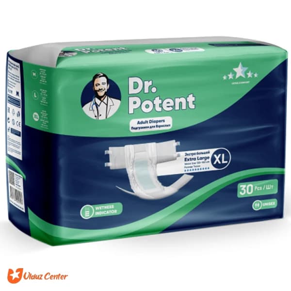 پوشک بزرگسال چسبی دکتر پوتنت سایز خیلی بزرگ (XL) بسته 30 عددی