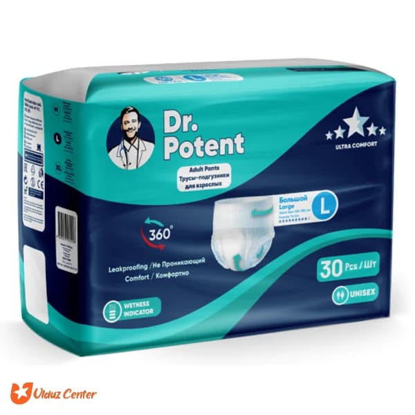 پوشک بزرگسال شورتی دکتر پوتنت سایز بزرگ (L) بسته 30 عددی