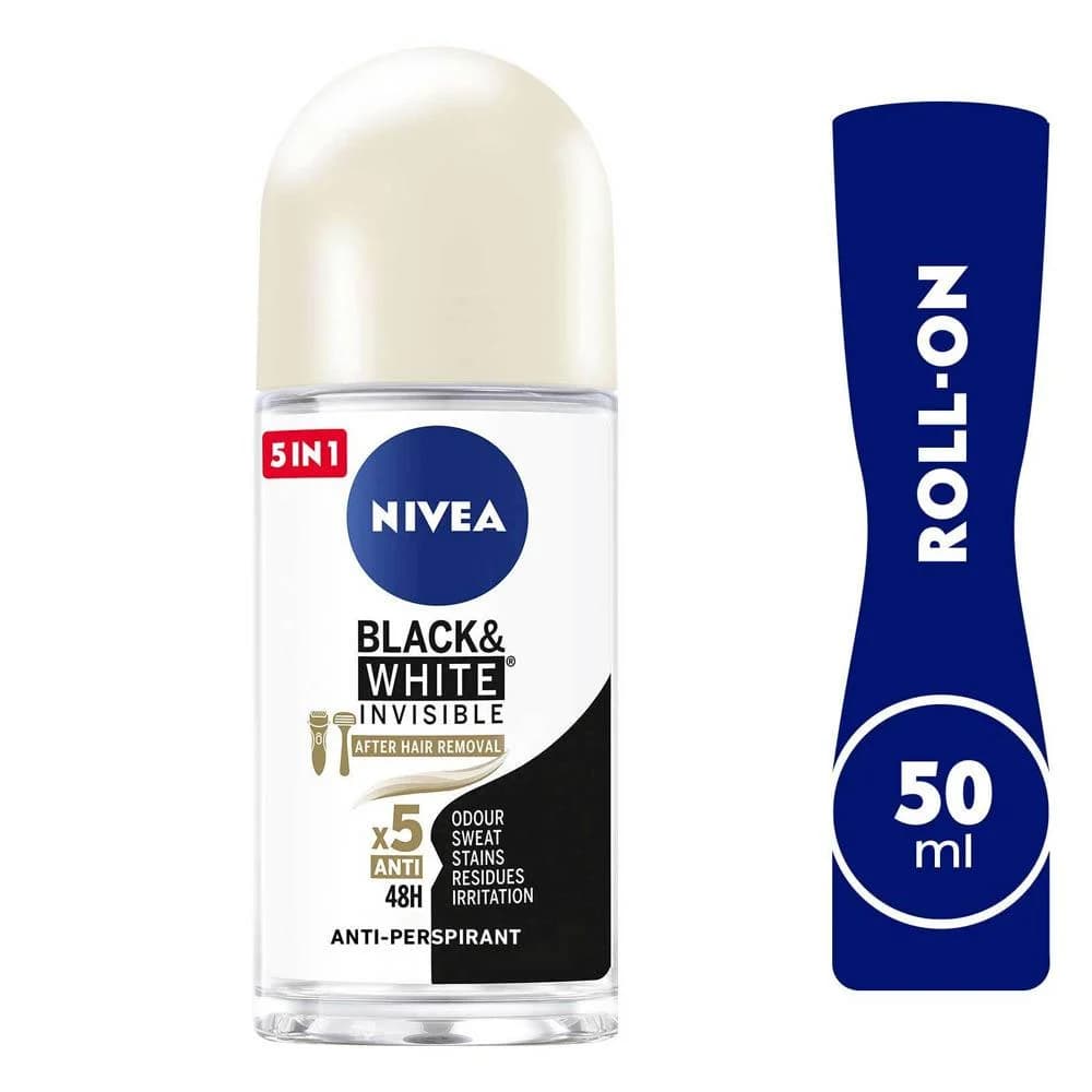 رول ضد تعریق زنانه نیوا مدل NIVEA BLACK AND WHITE INVISIBLE SILKY SMOOTHحجم50میل — تصویر ۲
