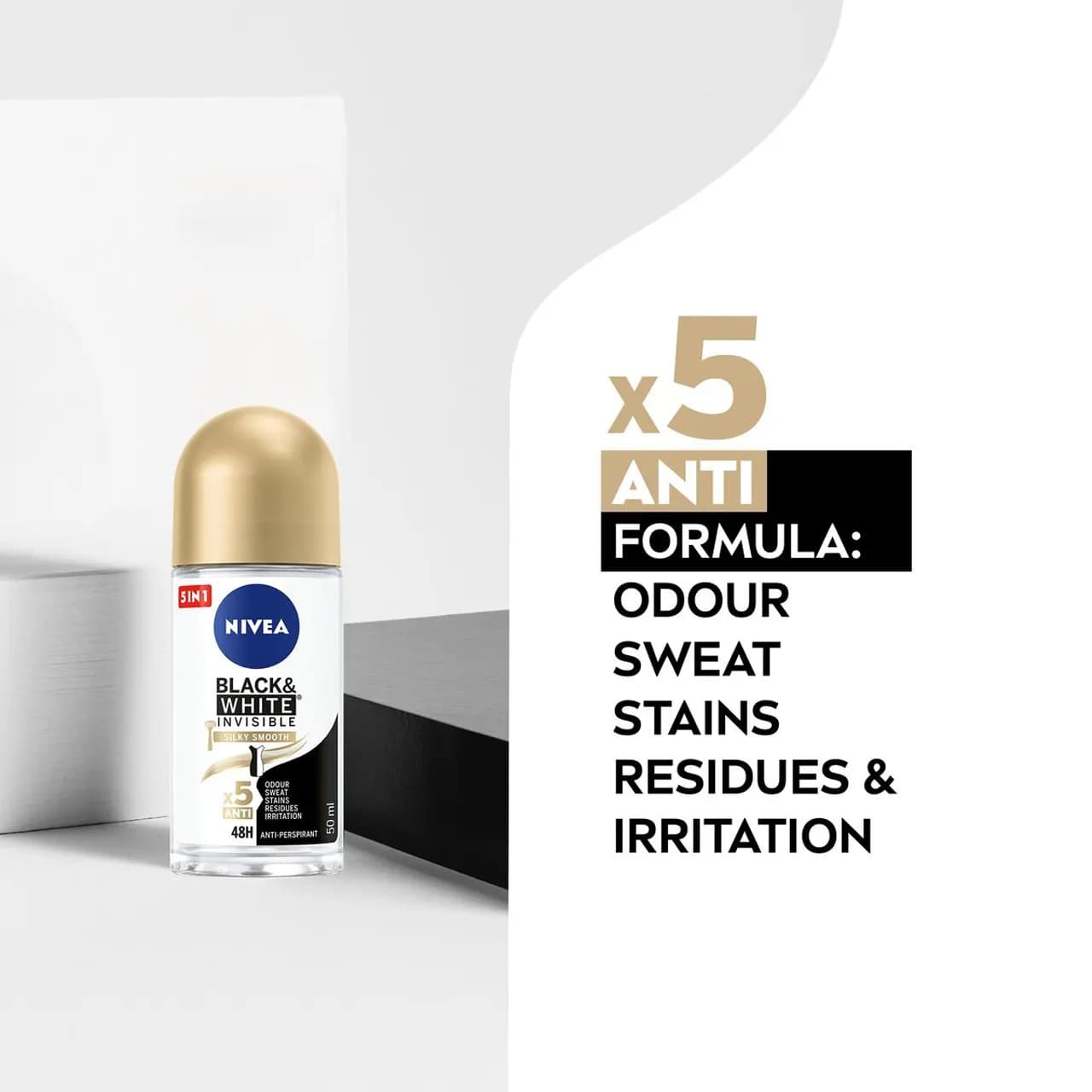 رول ضد تعریق زنانه نیوا مدل NIVEA BLACK AND WHITE INVISIBLE SILKY SMOOTHحجم50میل — تصویر ۹