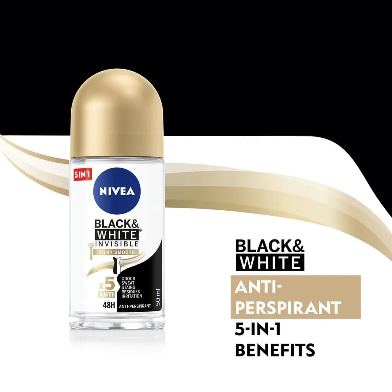 رول ضد تعریق زنانه نیوا مدل NIVEA BLACK AND WHITE INVISIBLE SILKY SMOOTHحجم50میل — تصویر ۷
