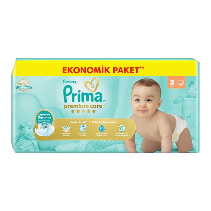 پوشک سایز3 بسته 52 عددی پریما پمپرز Prima Pampers (اورجینال)