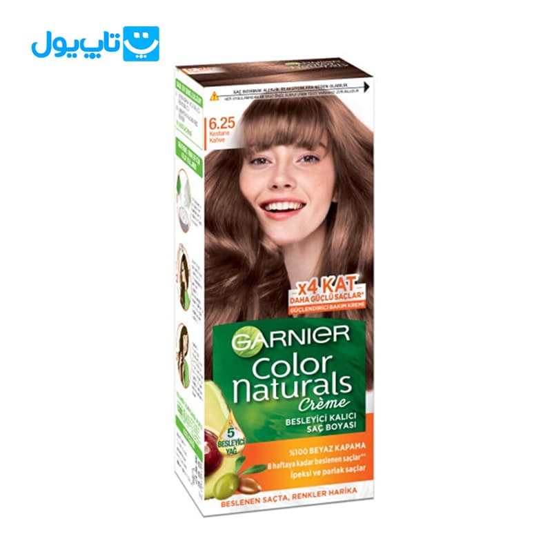 کیت رنگ مو گارنیر Garnier شماره 6.25 سری Color Naturals قهوه‌ای شاه بلوطی حجم 40 میلی لیتر