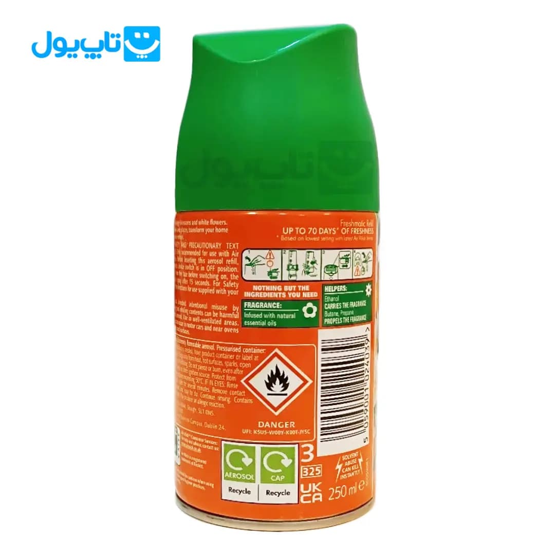 اسپری یدک خوشبوکننده هوا ایر ویک Air Wick رایحه شکوفه پرتقال و گل‌های سپید حجم 250 میلی‌لیتر — تصویر ۲