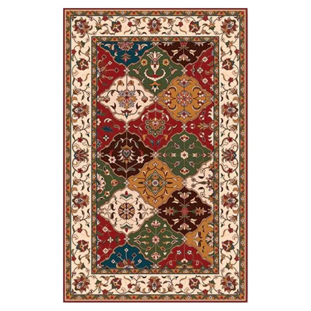 فرشینه مخمل ترک طرح خشتی لوزی رنگین کد O166