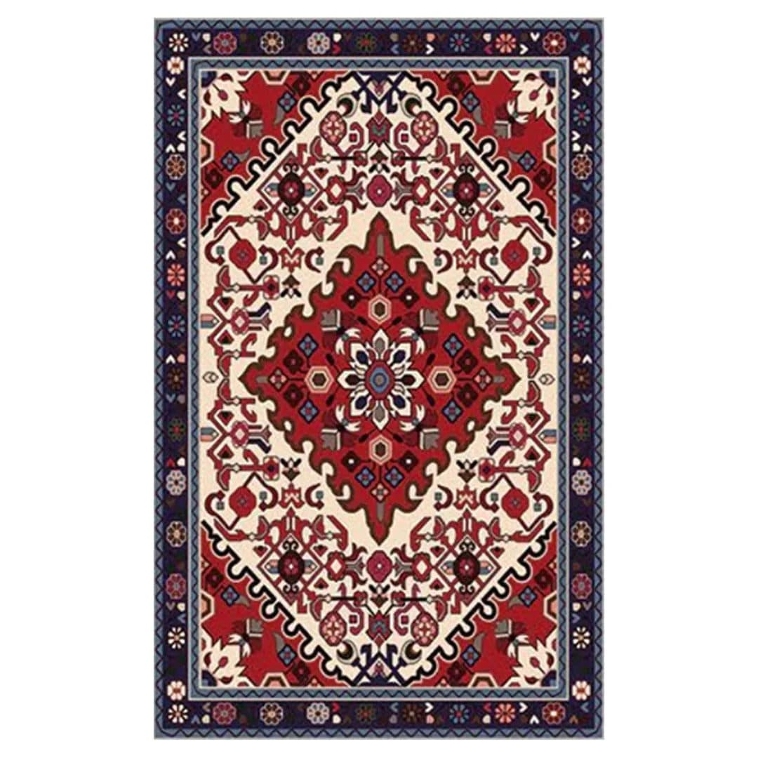 فرشینه مخمل ترک طرح عشایری لوزی کرم کد O162