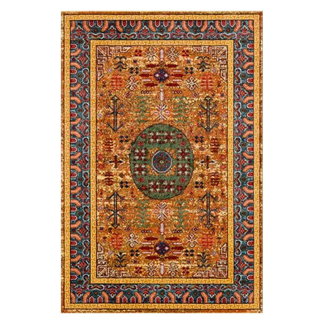 فرشینه مخمل ترک طرح عشایری خردلی سبز کد O149