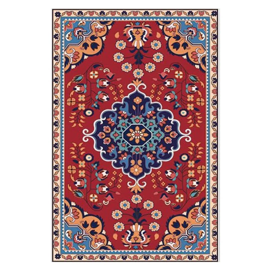 فرشینه مخمل ترک طرح عشایری لاکی آبی کد O148