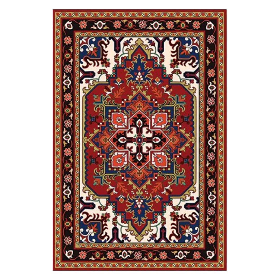 فرشینه مخمل ترک طرح عشایری لاکی مشکی کد O139