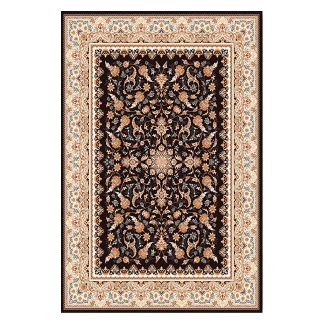 فرشینه مخمل ترک طرح افشان مشکی کرم کد O136 — تصویر ۳