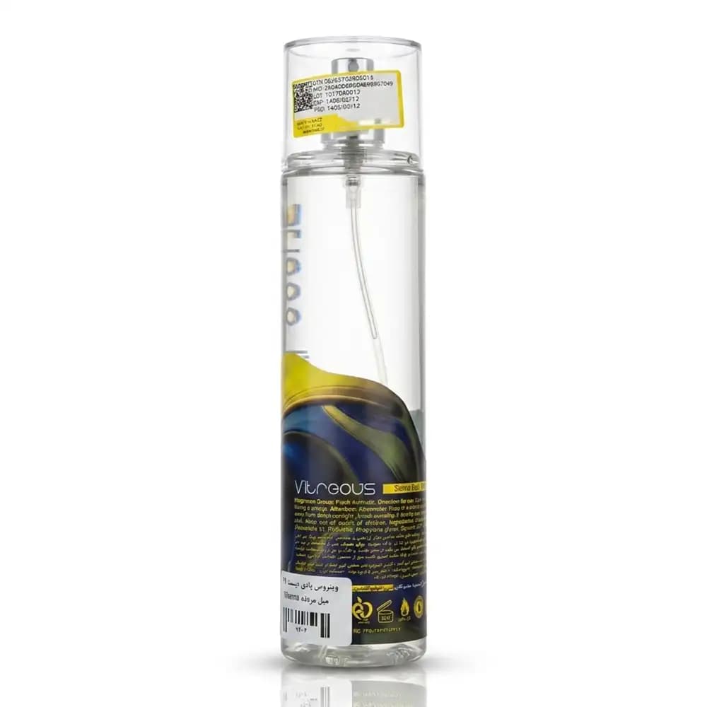 بادی میست مردانه ویتروس (Vitreous) مدل سیینا (Sienna) رایحه خنک، چوبی و مرکباتی حجم ۲۴۵ میلی‌لیتر — تصویر ۳