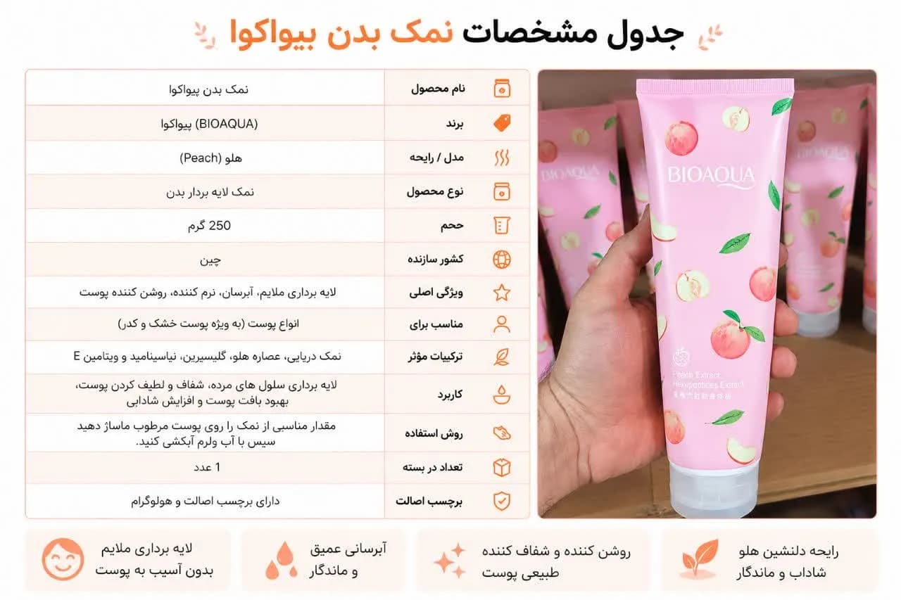 نمک بدن هلو بیواکوا ۲۵۰ گرم — تصویر ۶
