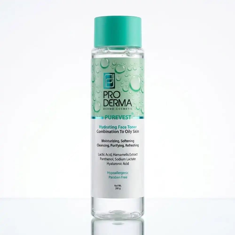 تونر آبرسان و پاک‌کننده پرودرما (Pro Derma) مدل پیوروست (Purevest) پوست مختلط تا چرب وزن ۲0۰ گرمی