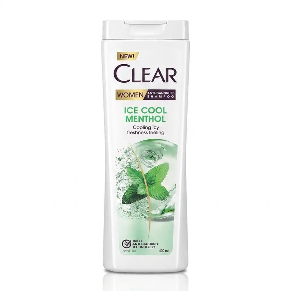 شامپو ضد شوره زنانه کلیر (Clear) خنککننده حاوی نعناع مدل Ice Cool Menthol حجم ۴۰۰ میلیلیتر
