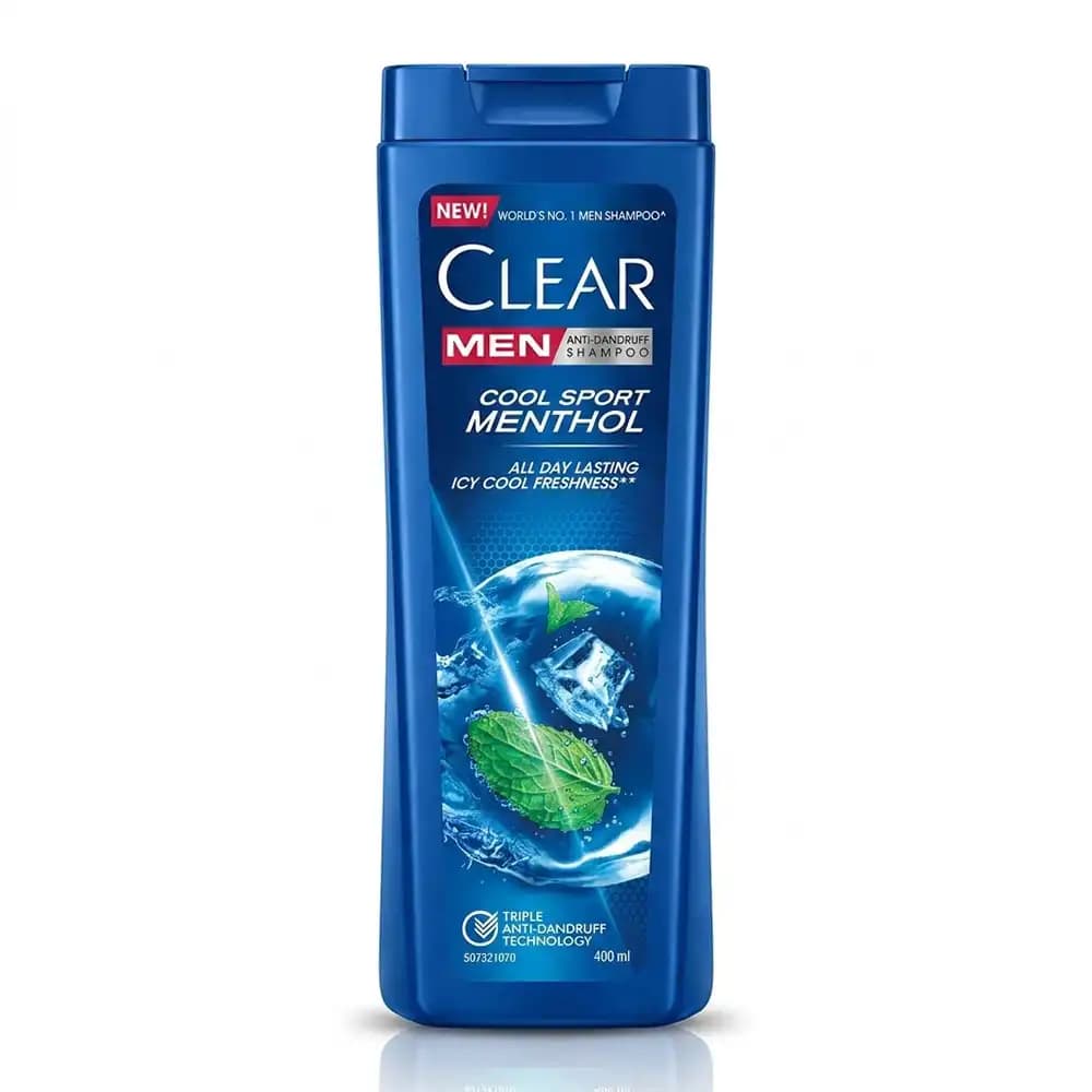 شامپو ضد شوره مردانه کلیر (Clear) مدل خنک کننده نعنایی (Cool Sport Menthol) انواع مو حجم 400 میلی‌لیتر