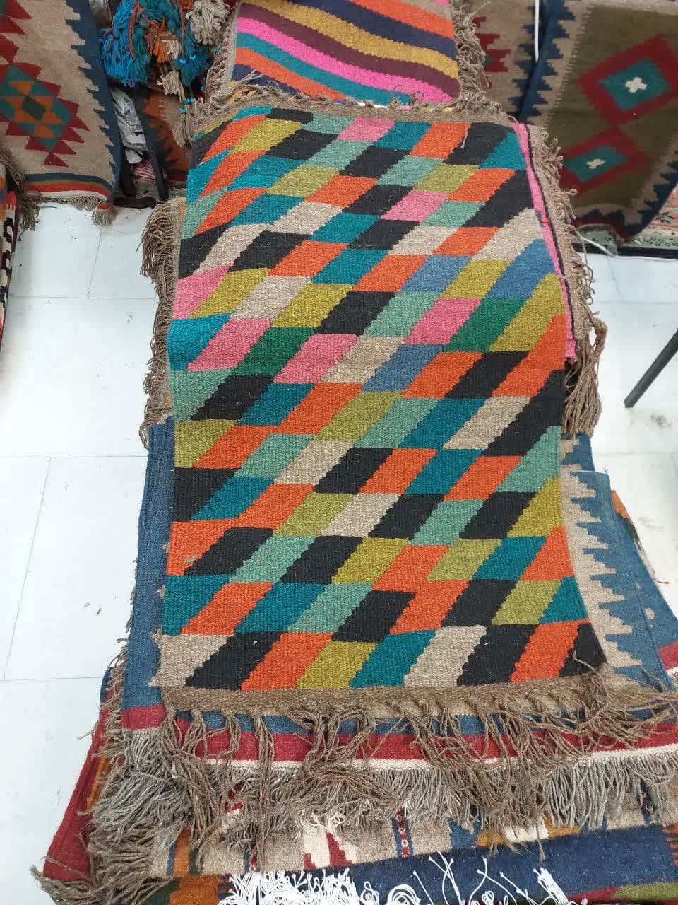 گلیم خوشگل پادری دستبافت از پشم کد 1503
