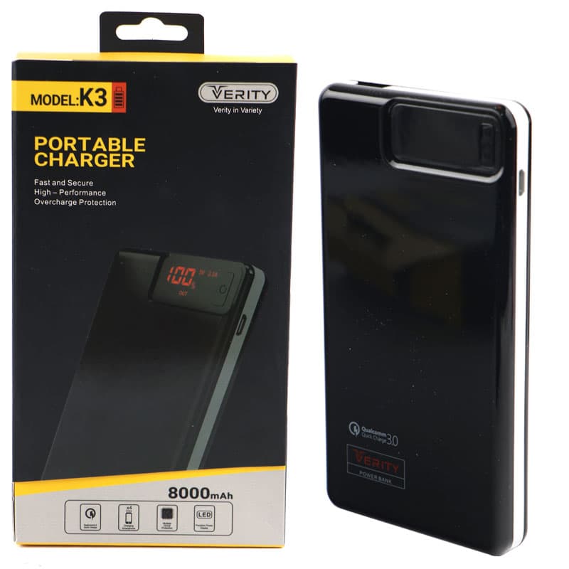 پاور بانک فست شارژ ۸۰۰۰ وریتی VERITY K3 QC3.0 — تصویر ۵