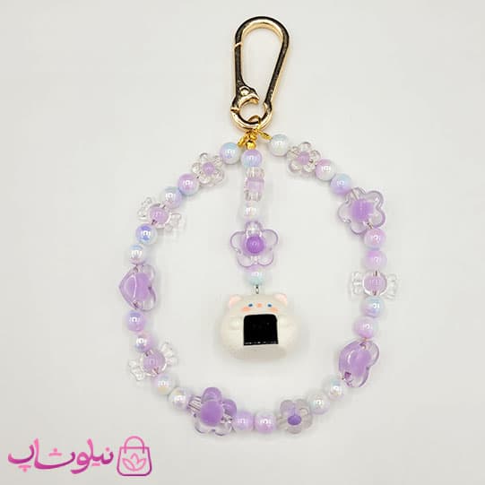 چارم بگ فانتزی دستساز برند N&SH با رنگ بنفش و آویز خرس سفید کد 250