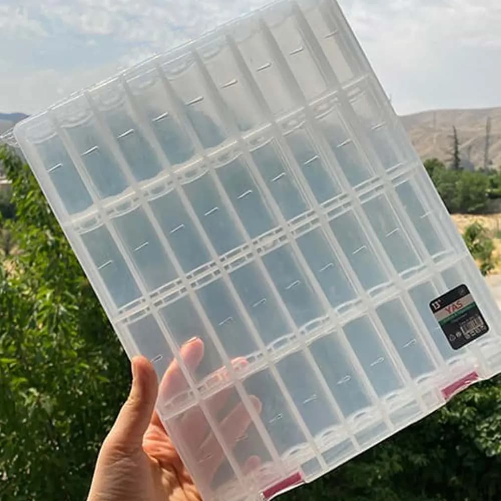 جعبه نظم دهنده نخ قرقره 36 خانه شفاف مدل درب دار — تصویر ۴