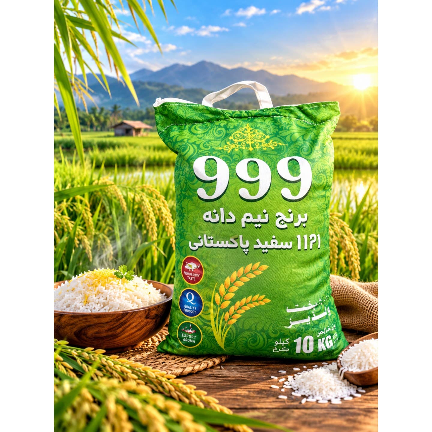 برنج پاکستانی 1121 نیمدانه999 با ارسال رایگان (10 کیلویی)