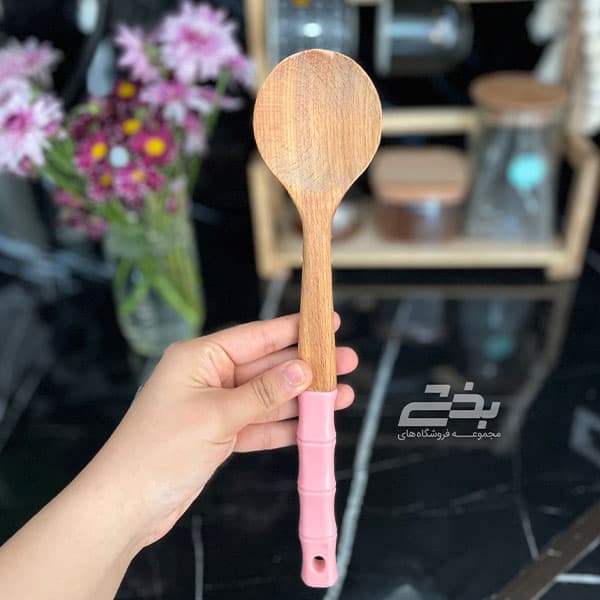 ملاقه چوبی کوچک دسته سیلیکونی شنیا