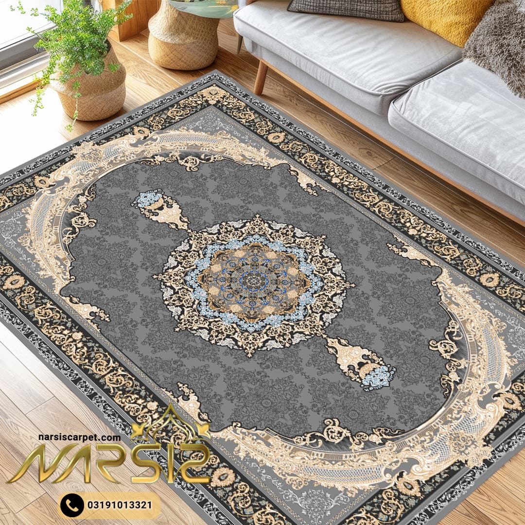 فرشینه فرش طرح فرزانه زمینه طوسی کد 9000 — تصویر ۵