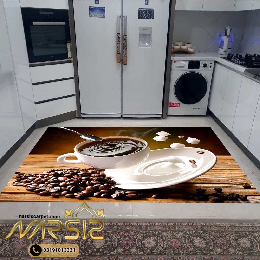 فرشینه آشپزخانه طرح فنجان قهوه کد 7011