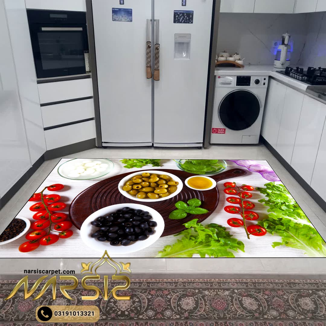فرشینه آشپزخانه طرح سالاد زیتون کد 7002