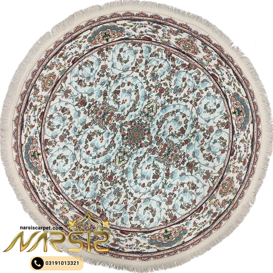 فرشینه استپدار گرد کد 90125 طرح فرش