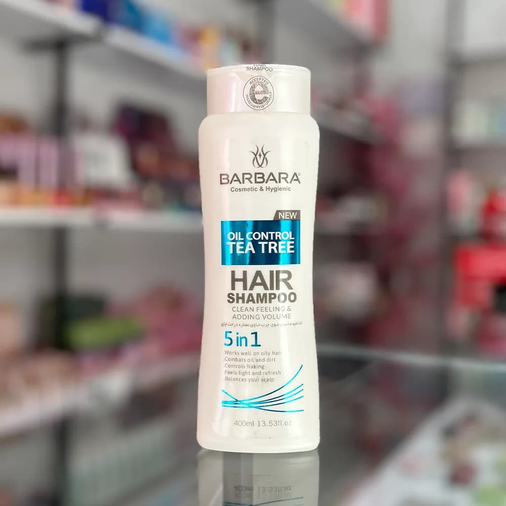 شامپو ضد ریزش مناسب موهای چرب باربارا مدل درخت چای حجم 400 میلی لیتر Barbara oil control tea tree hair shampoo
