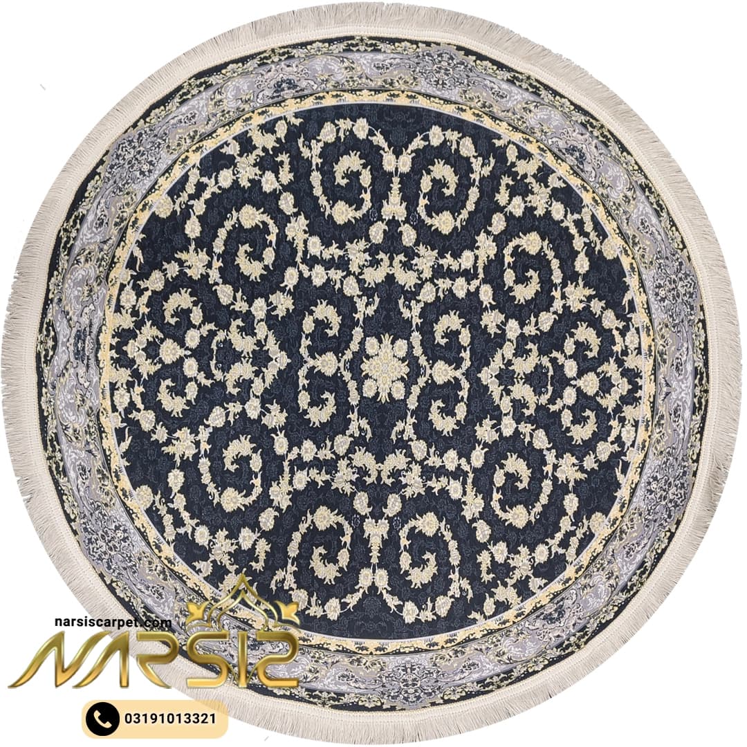 فرشینه گرد استپدار کد 9035 طرح فرش