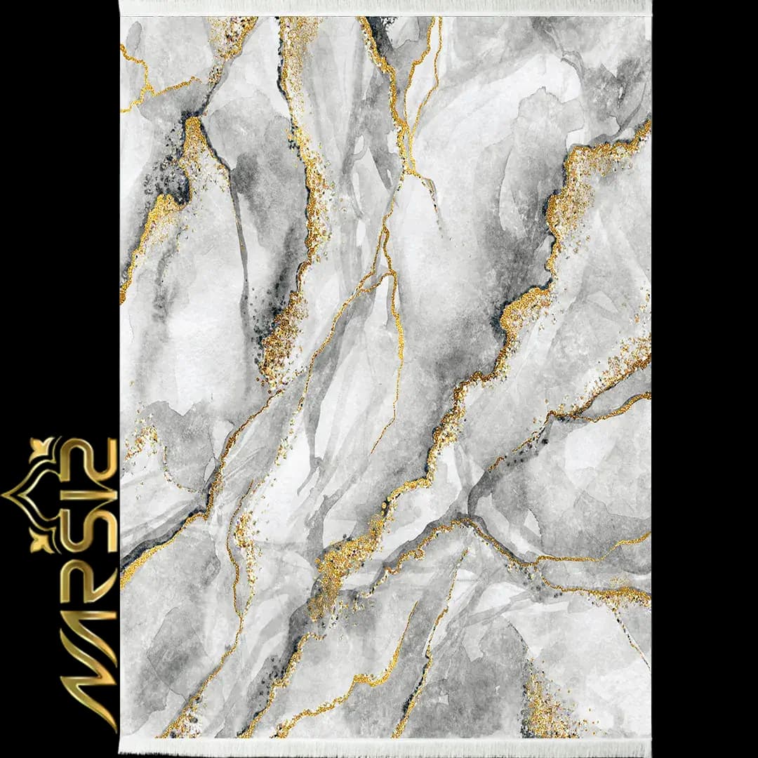 فرشینه پذیرای طرح واریان سنگ مرمری با رگه طلایی کد 7001